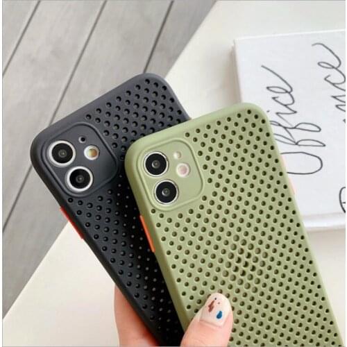 Heat Dissipation Breathable Cooling Case For iPhone 12 11Pro Max XR XS Max X 8 7 6S Plus SE 2 11Pro Soft TPU Plain Color Case