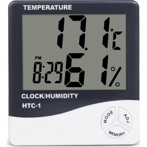 LCD Electronic Digital Temperature Humidity Meter Thermometer Hygrometer Indoor Outdoor Weather Station Clock HTC-1 HTC-2