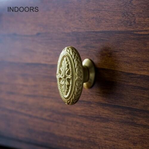 European Luxury High-End Brass Gold Small Handle Cabinet Closet Door Furniture Drawer Pure Copper British Handle