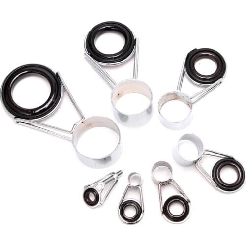 7Pcs Telescopic Fishing Rod Guides Top Ring Set Raft Fishing Repair Accessories Fishing Rod Building Repair Raibow Eye Line Ring