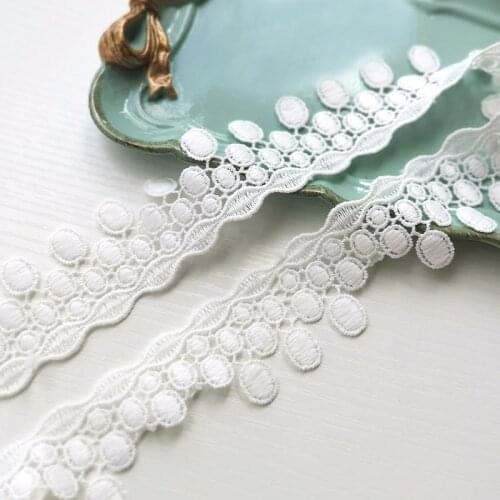 8yards width3.8cm white water soluble lace tassel fabric ribbon DIY sewing material clothing dress home decoration accessories