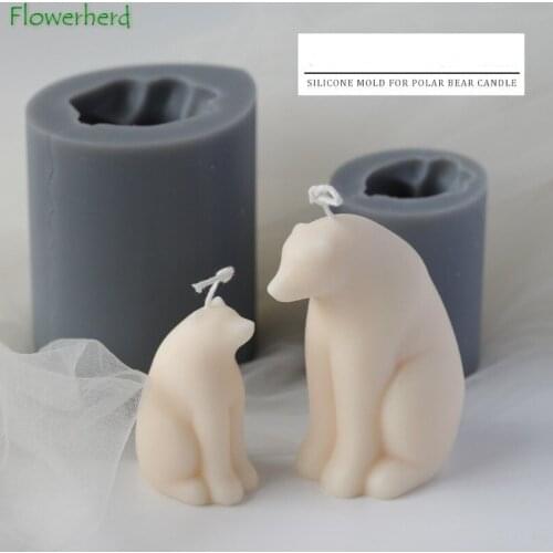 Candle Silicone Mold Polar Bear Christmas Winter Ornaments Decoration Simulation Animal Scented Candle Making Tools DIY