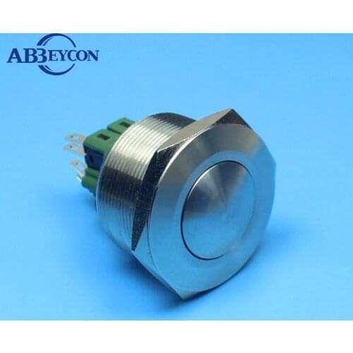 Stainless Steel Metal Domed Head 1NO1NC 30mm Self-locking Latching Pin Terminal Big IP67 Machine Waterproof Push Button Switch