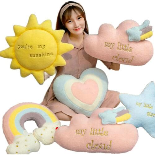 Cute rainbow Cloud sun star Sky throw pillow Soft cushion plush toy baby kids bedroom decoration toy pillow sofa cushion