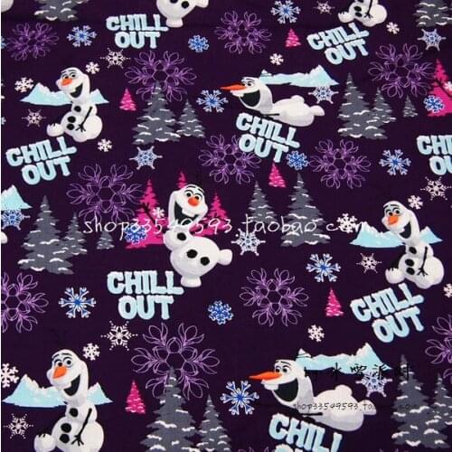 Cartoon Disney Snowman Olaf Snowflakes Chill Out 100% Cotton Fabric for Girl Clothes Hometextile Cushion Cover Needlework DIY