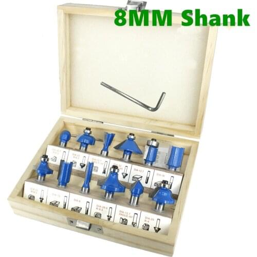 12pcs 8mm Router Bit Set Trimming Straight Milling Cutter for Wood Bits Tungsten Carbide Cutting Woodworking