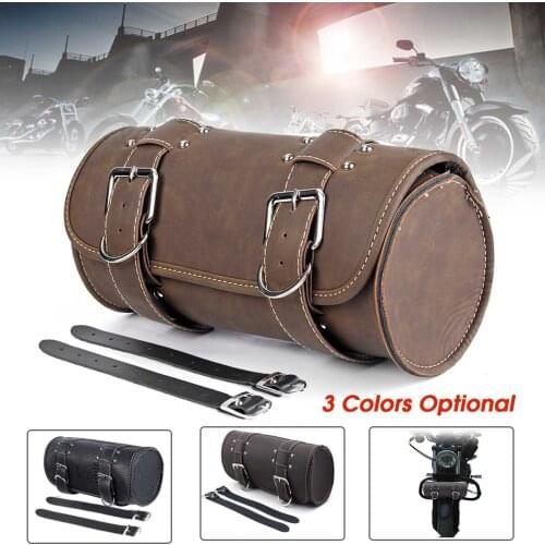 New Universal Motorcycle Saddlebags Leather Storage Luggage Bags Front Tool Pouch For Honda/Yamaha/Suzuki
