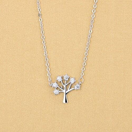 New 925 Sterling Silver AAA Zircon Wish Tree Pendant Necklaces For Women Wedding Fashion Jewelry Gifts