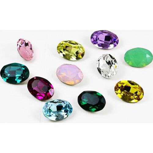 Oval Nail Art Decorations Crystals Strass Pointback Stones Glitter Glass Nails Art Rhinestones Applique For Needlework Clothes