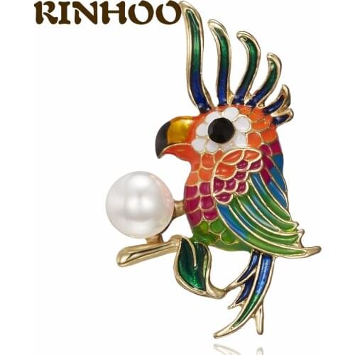 RINHOO Colorful Parrot Brooches for Women Exaggerated Large Eyes Bird Brooch Pin Fashion Personality Jewelry Holiday Gift