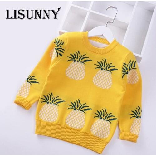 Girls Sweater Cartoon pineapple Baby Pullover Double knit Warm Kids Clothes 2021 Autumn Winter Children Sweaters School Clothing