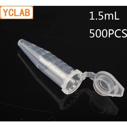 YCLAB 500PCS 1.5mL Centrifuge Tube EP Plastic Conical Bottom Connect with Lid and Graduation Ethylene Propylene