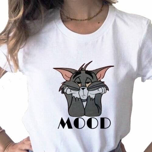 Cat shirt Print Cartoon Jerry Mouse Women T Shirt Harajuku Ulzzang T-shirt Female Tee Shirt Clothes 90s Summer Graphic Top