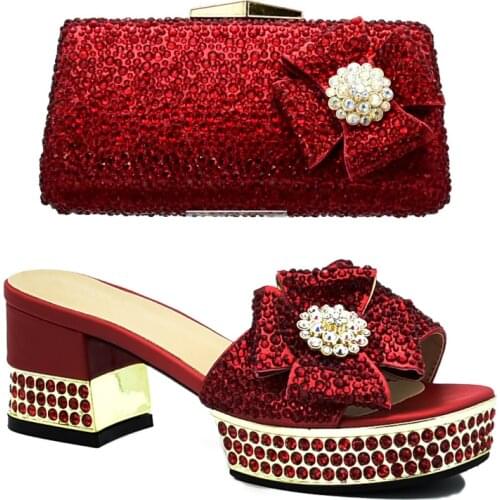 Italian Ladies Shoes and Bags To Match Set Decorated with Rhinestone Shoes and Bag Set African Sets 2018 Crystal Shoes for Party