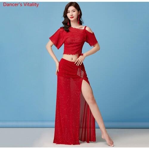 Belly Dance Female Sexy Elegant Top Training Clothes Suit New Profession Performance Skirt Practice Clothing Set Summer