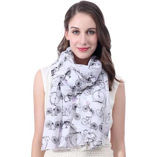 Bicycle Bike Print Womens Scarf Shawl Wrap Soft Lightweight for All Seasons