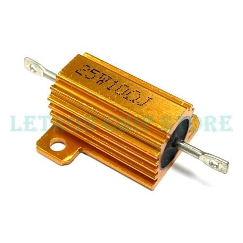 1PCS 25W Aluminum Power Metal Shell Case Wirewound Resistor 0.1~ 30K 1 2 3 5 6 8 10 20 100 150 1K 10K ohm Igmopnrq RX24 RX24-25W