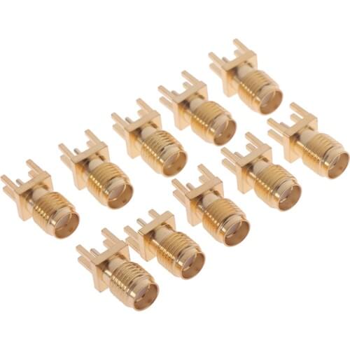 SMA Female RF Connectors 1.6mm SMA Female Solder Nut Edge PCB Clip Straight Mount RF Connectors 10pcs