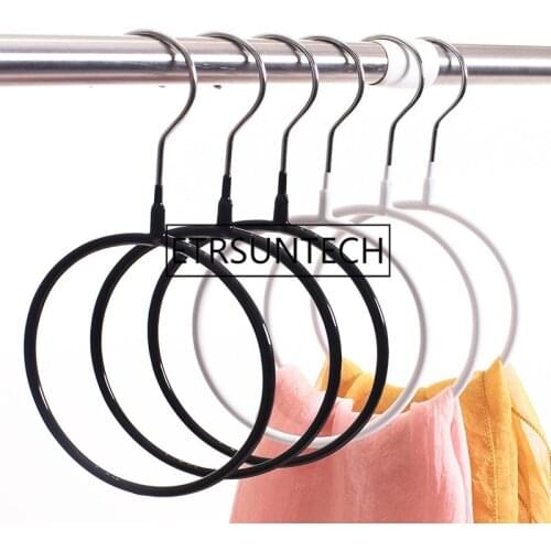 200pcs/lot Storage Rack Metal Silk Scarf Hanger Round Ring Organizer Toroidal Circle Garment Belt Tie Towel Clothes Shelf Holder
