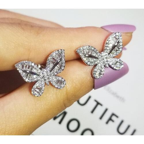 2021 new trendy Butterfly Ear Stud 925 sterling silver earing for women lady anniversary gift jewelry wholesale moonso E5613