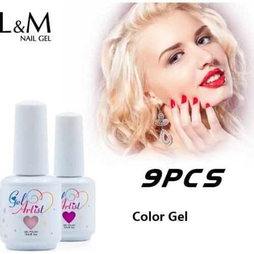 9 pcs Gelartist uv led soak off nail polish New Color DHL Free Shipping gel nail polish bling