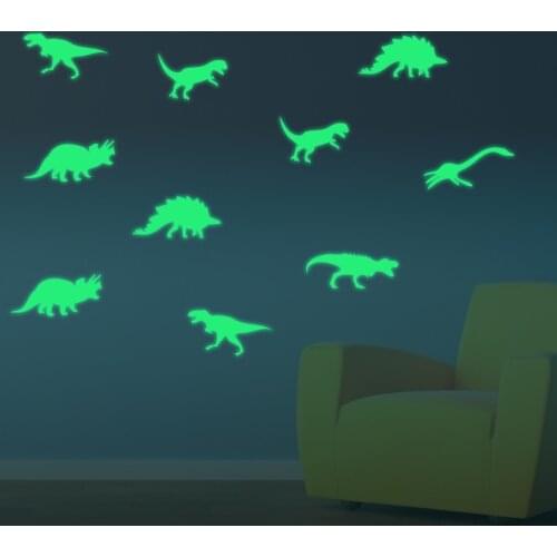 9Pcs / Set 3D Creative PVC Luminous Dinosaurs Wall Stickers Glow In The Dark Decorative Dinosaurs For Kids Room Baby Removable W