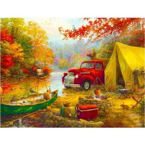 DIy Diamond Painting Nice Camping Kit for Adult,Full Drill Round Diamond Art Crystal Rhinestone Diamond Embroidery