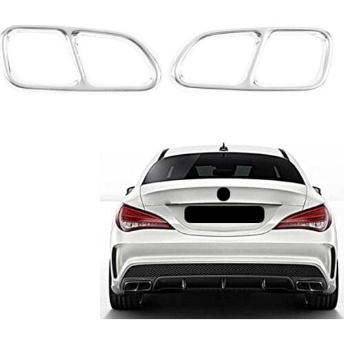 AU05 -Stainless Steel Car Rear Tail Throat Decor Frame Car Exhaust Pipe Trim Cover Stickers for Benz CLA SLK