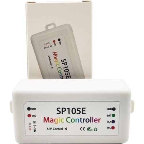 SP105E Wireless Bluetooth Controller APP WS2811 WS2812B WS2801 SK6812 APA102 Individually Addressable Programmable LED Strip Pix