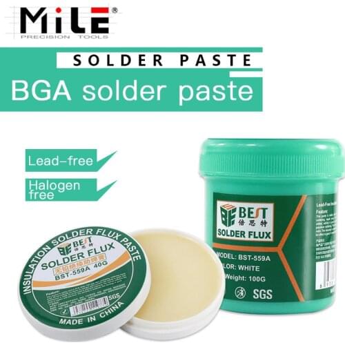 MILE Lead-Free Insulated BGA Solder Paste Environmentally Friendly Halogen-Free No-Cleaning Flux PCB IC Parts Welding Tools