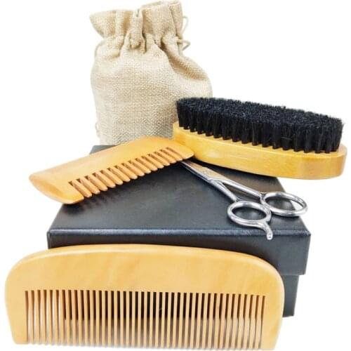 Beard Comb Set Double Beard Oil Head Shape Beard Comb Brush Care Beard Oil Tool Beard Comb Set Professional