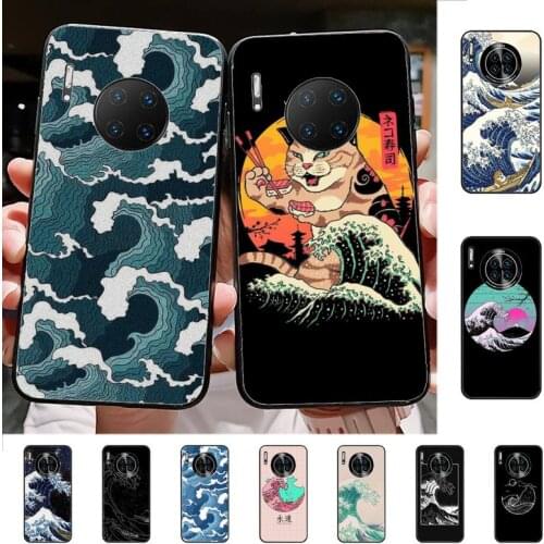 RuiCaiCa Spray Waves Japan Culture Phone Case for Huawei Mate 20 10 9 40 30 lite pro X Nova 2 3i 7se