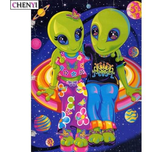 CHENYI 5D Diy Diamond Painting Green Cartoon Lovers Diamond Embroidery Cross Stitch Mosaic Of Rhinestones Room Decor Child Gift