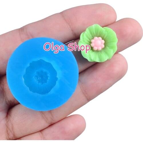 HYL237 15.0mm x 15.3mm Flower Silicone Mold Fondant Cake Decoration Candy Resin Clay Earrings Necklace Craft Soap Candle