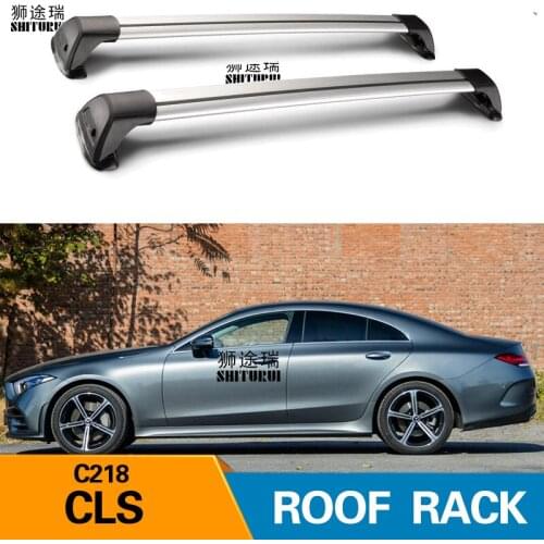 For Mercedes-Benz CLS (C218) Coupe, 2010-2018 Roof Bar Car Special Aluminum Alloy Belt Lock Led Shooting RACK CORSS Rack