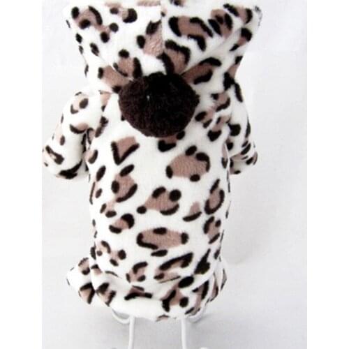 Dog Flannel Warm Leopard Hoodies Winter Fashion 4-Legged Jumpsuits Clothing For Small Medium Cat Coat Pet Jaket Apparel