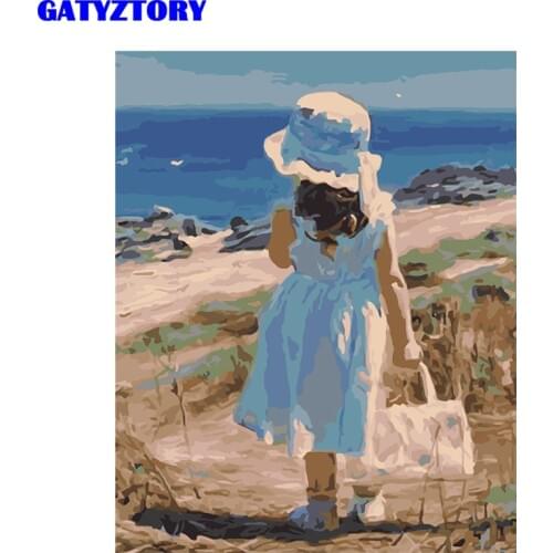 GATYZTORY Frame DIY Digital Painting By Numbers Figure Painting Landscape Kits Hand Painted Unique Gift For Child Handmade