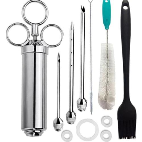 Grill 2-oz Marinade Seasoning Injector Meat Injectors Stainless Steel Cooking Syringe Injection With 2-5 Needles