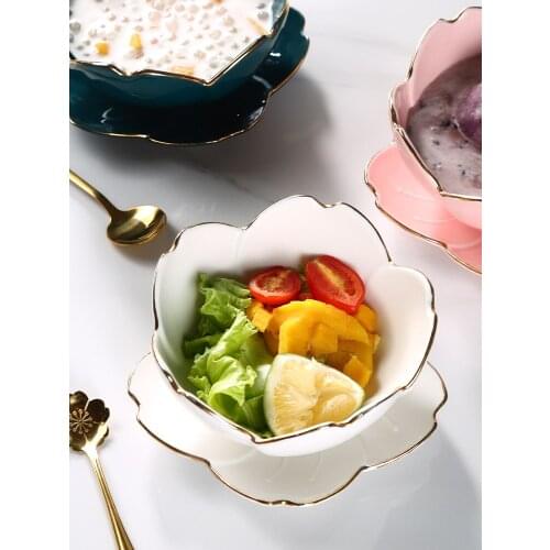 Japanese style cherry blossom ceramic bowl Phnom Penh dessert birds nest bowl creative fruit ice cream bowl syrup white fungus