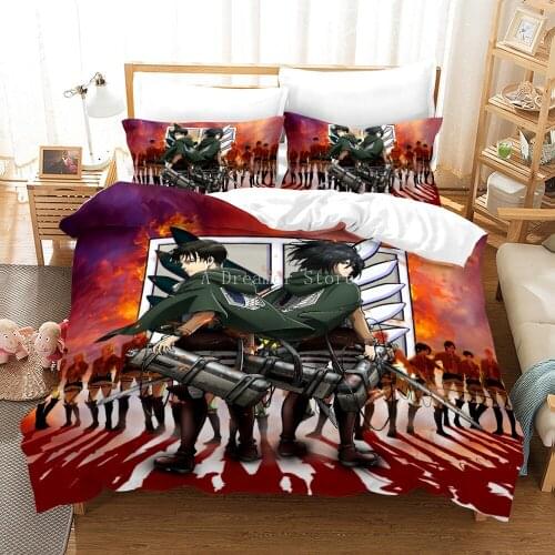 Anime Attack on Titan 3D Printed Bedding Set Duvet Covers Pillowcases Comforter Bedding Set Bedclothes Bed Linen(NO sheet)