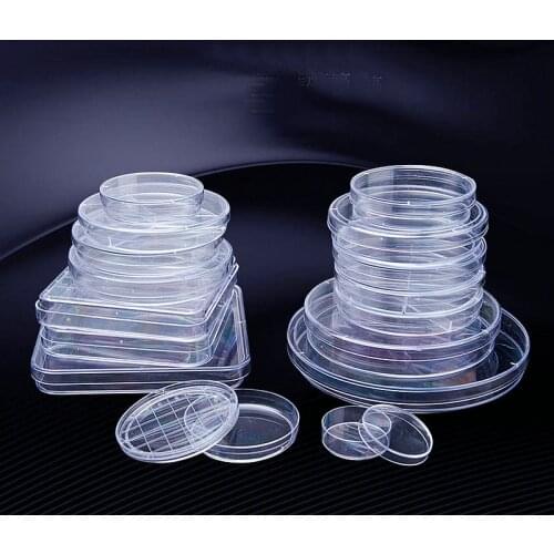 10pieces/pack Lab 35mm/60mm/90mm/100mm/120mm/150mm/10x10cm/13x13cm Plastic Petri Dish Laboratory Equipment Culture Dish