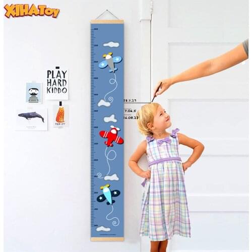 XIHATOY Height Ruler Canvas Kids Nordic Airplane Pattern Growth Size Chart Height Measure Ruler Children Room Home Wall Decor