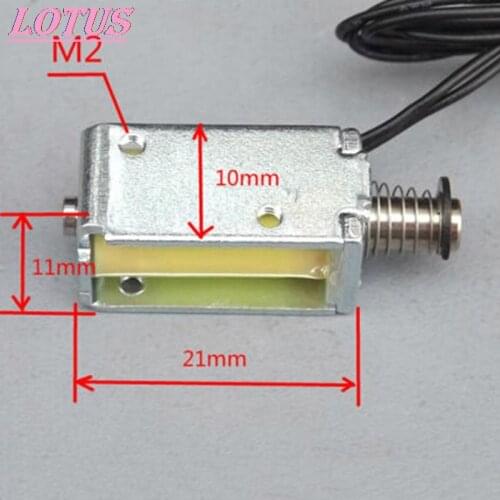 12V DC suction miniature electromagnet, spring-loaded rod 4mm solenoid coil 1pc