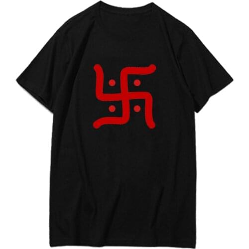 Mens T-shirt Hindu Swastika Oversized Vintage Short Sleeve Summer Tshirts Fashion Harajuku Print T Shirts Men clothing