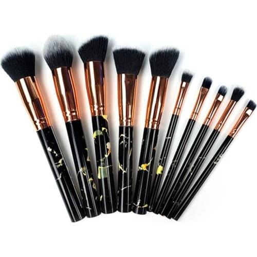 10PCS Marmer Patten Make Borstel voor Cosmetische Poeder Foundation Oogschaduw Lip Make up Kwasten Set of Tas DFDF