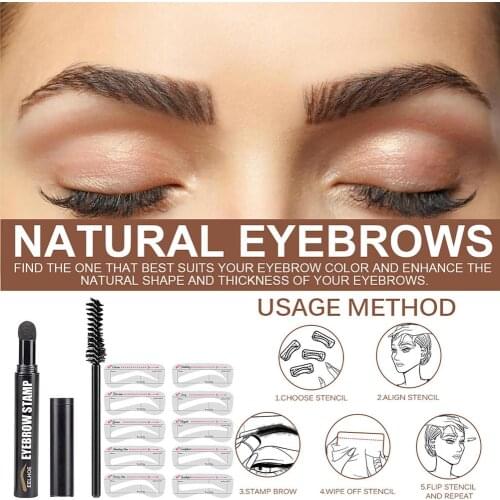 Brow Stamp And Stencil Kit Natural And Convenient Makeup Tool With 10 Reusable Eyebrow Stencils Eyebrow Stamp Shaping Cosmetic