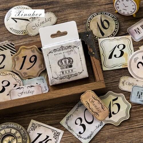 XINAHER 45 Pcs/box Vintage Date week paper sticker decoration stickers DIY for craft diary scrapbooking planner label sticker