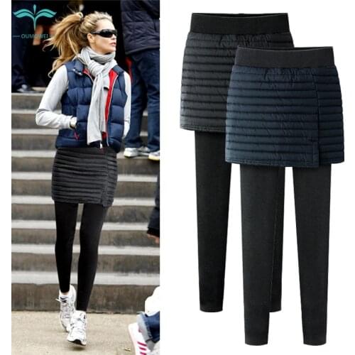 OUMOWEI Womens Trousers 2020 Autumn And Winter New Out Wearing Leggings Plus Velvet Thickening Slimming Feet Pants M-6XL