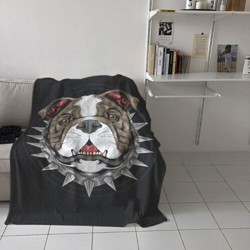 Black Bulldog Hand Drawn Sofa Throw Blanket Children Warm Bedding Bedspread Family Travel Airplane Soft Flannel Blanket