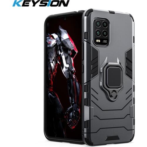 KEYSION Shockproof Armor Case for Xiaomi Mi 10 Lite 10 Youth 10 Pro 5G Ring Stand Phone Back Cover for Mi Note 10 Lite 10 Pro